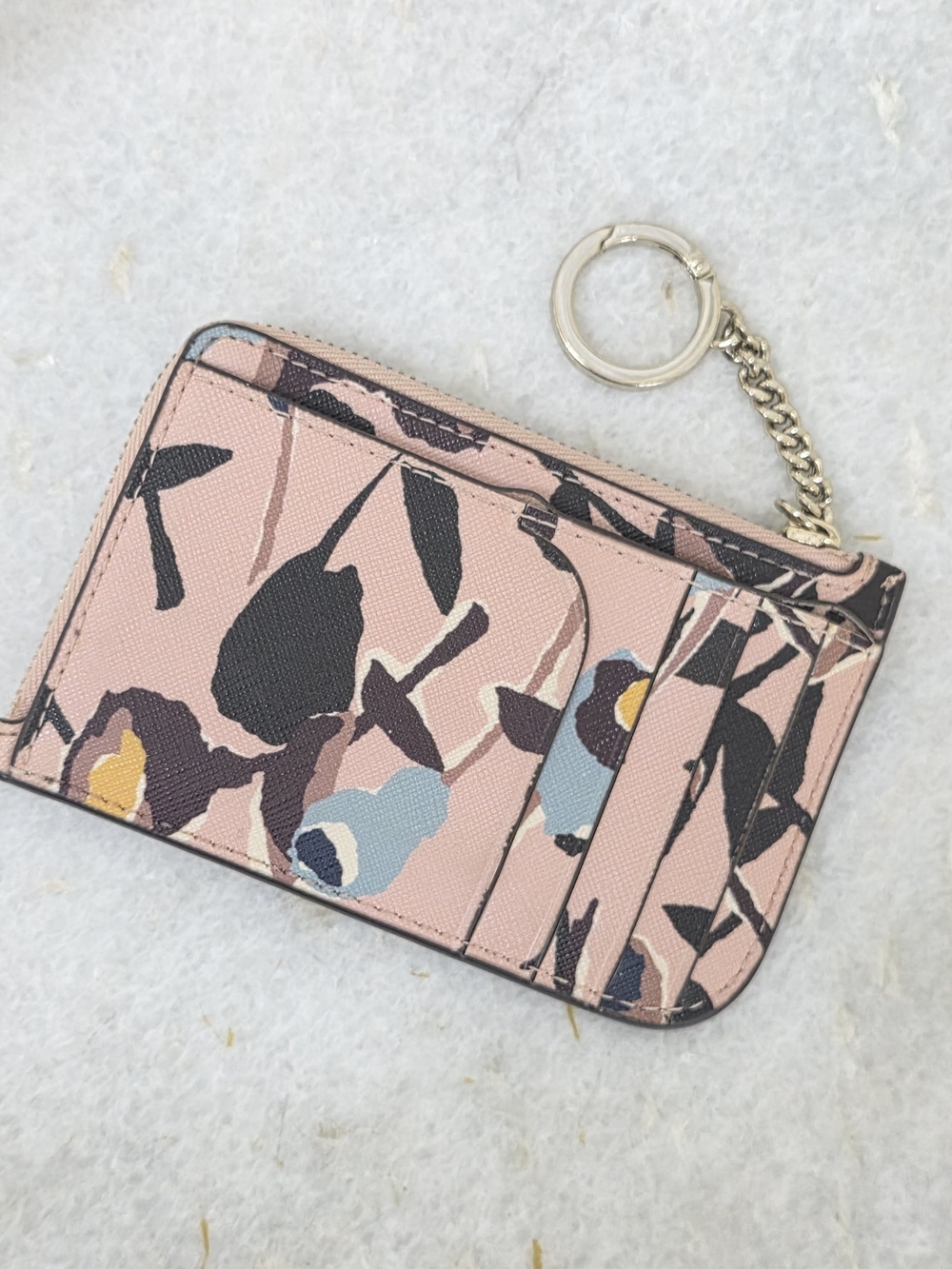 Kate Spade Cameron Medium L-Zip Card Holder Pink Floral Wallet - Picture 2 of 5